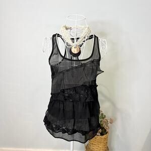 Gorgeous black sparkly ruffle vintage y2k tank